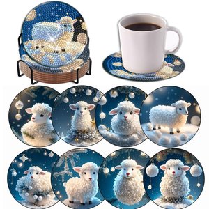 SONGWOOART DIY Alpaca Animal Fait Main Créatif Décoration Maison Artisanat Cadeau <span class=keywords><strong>Peinture</strong></span> Diamant Ensemble de Sous-Verres pour Enfants <span class=keywords><strong>et</strong></span> Adultes - Product Image 1