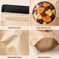 Sachet refermable de qualité alimentaire avec fenêtre transparente et fermeture éclair pour l'emballage de fruits secs et de snacks