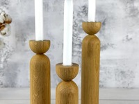 Grand Porte-Bougie Pilier en Bois Classique Écologique Rustique Décoration de Noël Cadeau de Pendaison de Crémaillère Chaleureux