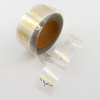 Rouleau d'étiquettes en vinyle transparent gaufré feuille d'or avec logo personnalisé de luxe autocollants d'étiquettes transparents