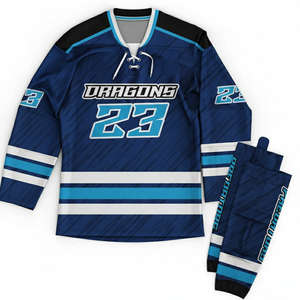 Maillot de hockey sur glace pour adultes personnalisé maillot de hockey sur glace en polyester avec impression par sublimation logo graphique maillot de hockey sur glace pour jeunes ensemble de chaussettes de hockey - Product Image 2
