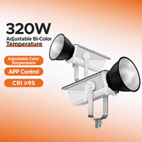 Lumière vidéo LED COB bicolore 320W DMX512 argentée 2700K-6500K avec monture Bowens CRI95 pour Godox SL300IIBi Aputure LS300X Nanlite FS-300