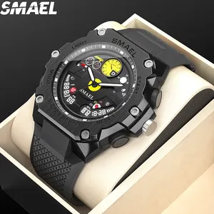 ساعة يد رجالي SMAEL 8092 Relojes رياضية فاخرة رقمية إلكترونية سوداء اللون مقاومة للماء