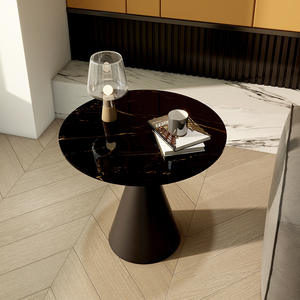 Marble Top <b>Round</b> Coffee <b>Table</b> Cream Color Modern Minimalist Design Living Room <b>Side</b> <b>Table</b> - Product Image 2