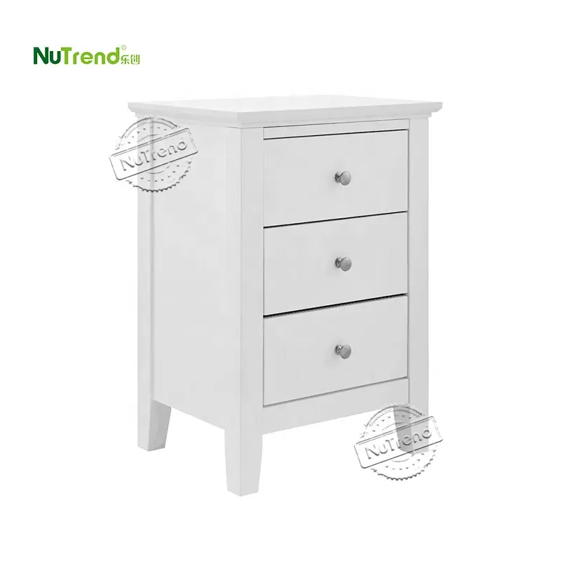 Modern Wood White Tall Storage Cabinet Living Room Sofa Bed Side Table Bedroom 3 Drawers Nightstands