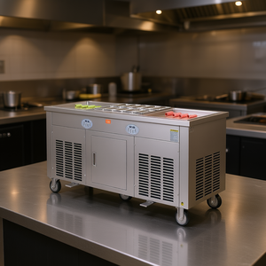 Machine à glace à la crème commerciale en acier inoxydable, 17,7 x 17,7 cm, avec compresseur, pour la préparation de glaces roulées, pour usage en restaurant - Product Image 2