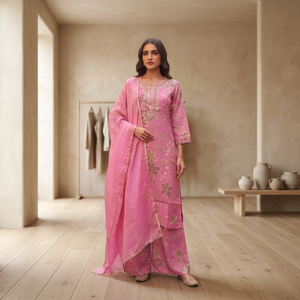 Transformez votre style estival et faites une déclaration élégante avec ce palazzo en mousseline de coton imprimé rose pour femme, une pièce exquise. - Product Image 3