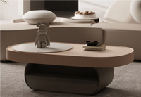 Table basse en roche frittée pour salon, idéale pour petit appartement, style luxe léger, moderne et simple, ovale