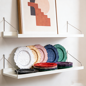 Assiettes de Présentation Modernes en Plastique Transparent avec Bordure Dorée Effet Récif, Vaisselle Jetable pour Mariage, Assiettes de Dîner en Plastique Vertes - Product Image 1