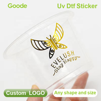 Étiquette holographique dorée UV DTF Goode, décor graphique vibrant personnalisé pour verrerie, autocollant métallique durable à transfert à froid