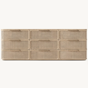 <span class=keywords><strong>Commode</strong></span> en chêne naturel de haute qualité avec neuf tiroirs <span class=keywords><strong>et</strong></span> tressage en rotin - Product Image 2