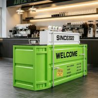 Bureau de réception de style conteneur maritime créatif |   Comptoir de caisse en métal industriel pour café, bar, centre commercial, restaurant
