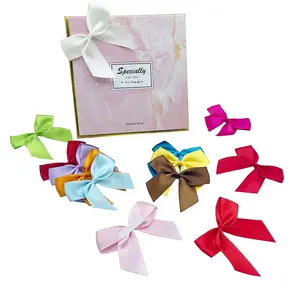 E-Magic Hot Sale 196 Stock Colors Pre-tied Satin Ribbon Packing Bow With Self Adhesive