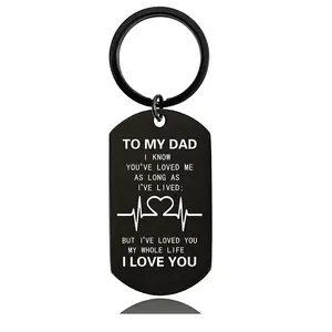 Ywganggu Stainless Steel Laser Engraved Personalized Custom Letter Key Chain Pendant Key Chain Love Gift For Dad Mom