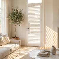 Persiana de Estilo Plantation con Puerta Francesa, Madera de Paulownia, Persianas Ajustables de 63 mm y 89 mm, Tamaño Personalizado Integrado, Uso Diario, de Fábrica