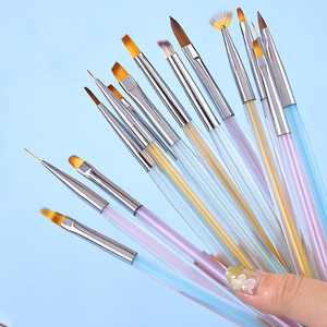Ensemble de pinceaux à ongles en nylon rose, violet, bleu, pour décoration florale, liner, ovales, ronds, pour gel et ombrage - Product Image 2