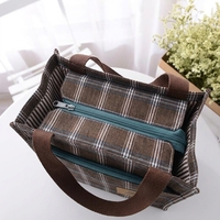 Sac fourre-tout à carreaux sur mesure, grande capacité, en tissu imperméable avec doublure TC, idéal pour les trajets quotidiens et les repas.