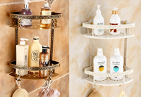 Luxe européen classique Antique coin étagère de rangement en aluminium salle de bain accessoires étagère murale salle de bain étagères support Triangle