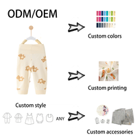 Pantalon Harem long à taille haute sans couture, doux et respirant, imprimé de motifs de dessins animés pour bébé, 100% coton interlock, pantalon pour nouveau-né