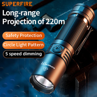 Lampe de poche LED rechargeable USB 220M longue portée avec corps en alliage d'aluminium 26650 3500mAh étanche pour le camping en plein air