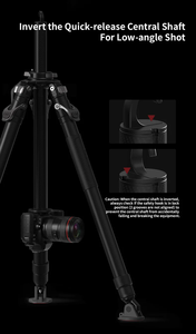 Trépied <span class=keywords><strong>photo</strong></span> et vidéo YC Heavy Payload Onion 75mm Bowl Pineta Peak Low Angle Central Shaft Column Carbon Fiber One-Step - Product Image 5