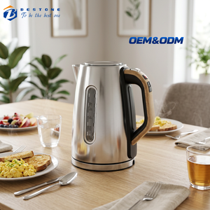 Stainless Steel <b>Wood</b> Grain <b>Handle</b> Electric Water <b>Kettle</b> 1.7L Digital Display Temperature Control 50-100℃ Keep Warm - Product Image 1