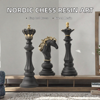 Nouvelles figurines d'échecs nordiques transfrontalières en résine souple 3D écologique, artisanat d'art, figurines de roi, cheval de guerre et reine pour Noël