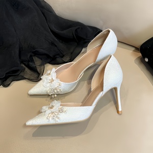 2025 nuove scarpe da sposa a fiori <span class=keywords><strong>bianchi</strong></span> francesi da <span class=keywords><strong>donna</strong></span>, tacchi alti da <span class=keywords><strong>donna</strong></span> a <span class=keywords><strong>spillo</strong></span> a <span class=keywords><strong>spillo</strong></span> alla moda <span class=keywords><strong>e</strong></span> All-match - Product Image 2