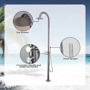 Robinet <span class=keywords><strong>de</strong></span> <span class=keywords><strong>douche</strong></span> d'extérieur à double fonction en acier inoxydable <span class=keywords><strong>Colonne</strong></span> <span class=keywords><strong>de</strong></span> <span class=keywords><strong>douche</strong></span> verticale chaude et froide sur pied pour villas et piscines - Product Image 2