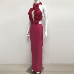 <span class=keywords><strong>Robe</strong></span> <span class=keywords><strong>de</strong></span> <span class=keywords><strong>Soirée</strong></span> Bandage Sexy pour Femme, en Gros, Élégante, Luxe 3D, Fleur <span class=keywords><strong>Rose</strong></span>, pour Dîner et <span class=keywords><strong>Soirée</strong></span> - Product Image 3