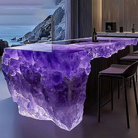 R070 Bureau de réception moderne entièrement transparent en cristal de luxe, comptoir d'accueil haut de gamme, résine acrylique écologique résistante aux intempéries