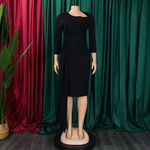 Abito da ufficio caldo <span class=keywords><strong>con</strong></span> maniche <span class=keywords><strong>a</strong></span> <span class=keywords><strong>tre</strong></span> <span class=keywords><strong>quarti</strong></span> <span class=keywords><strong>con</strong></span> cinghie pieghettate Maxi <span class=keywords><strong>abiti</strong></span> da donna eleganti - Product Image 5