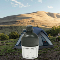 Bouteille d'eau portable 1L en aluminium PE ultra-légère, écologique, détachable, étanche, en 2 parties, emballage en polybag, pour le camping en plein air