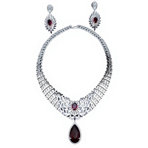 Silver Plated Brass <b>Crystal</b> Rhinestone Necklace Earring <b>Set</b> Zircon Pear Cut Stones Classic Wedding for Women Party Engagement - Product Image 2