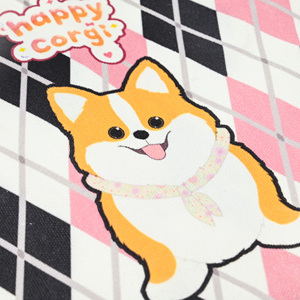 Sac fourre-tout en toile personnalisé Happy Corgi Argyle avec imprimé chien, cadeau pour les amoureux des Corgi, sac d'épicerie réutilisable - Product Image 2