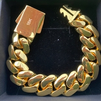 Collier et bracelet pour homme Monaco Clasp Miami Cuban Link avec chaîne cubaine en laiton massif plaqué or 18 carats et sertissage de pierres, bijoux hip-hop