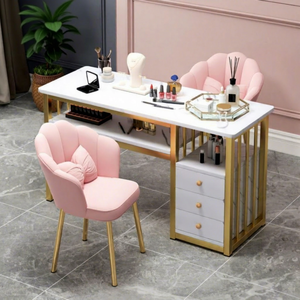 Juego de Mesa y Silla para Decoración de Uñas con Diseño de Pétalos de Flores - Muebles para Salón de Uñas, Mesa de Estilo Japonés de Lujo, Nuevo Diseño 2026 - Product Image 4