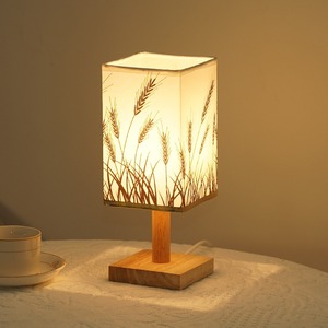 مصباح طاولة <span class=keywords><strong>LED</strong></span> شمالي ، قاعدة خشبية ، مظلة مصباح مستديرة ومربعة USB ، مزود طاقة ، مصابيح جانبية للسرير - Product Image 6