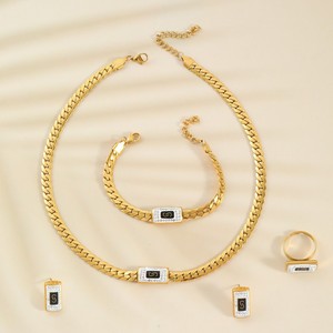 Nouveaux accessoires de mode : Boucles d'oreilles <span class=keywords><strong>Monaco</strong></span> en gros, chaîne cubaine plaquée or, pendantes pour femmes - Product Image 4