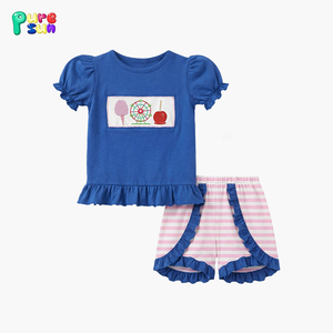 Ensemble uniforme scolaire bleu marine Puresun pour filles, vêtements pour enfants, col chemise, vêtements pour enfants en coton imprimé, vêtements d'été pour filles - Product Image 2