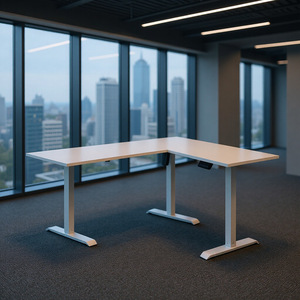 Smart Height Adjustable L Shape Gaming <b>Desk</b> Metal Frame Powder Coated Office Workbench Home Study <b>Computer</b> <b>Desk</b> - Product Image 1