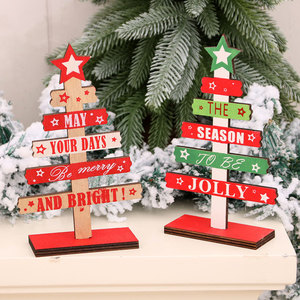 Adornos navideños para armar: Mini árbol de Navidad de madera con el alfabeto inglés, un pequeño adorno para escritorio/oficina. - Product Image 3