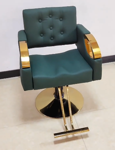 Sillón de Barbería Moderno, Hidráulico, Tapizado, con Base Metálica, Color Verde Militar - Product Image 3