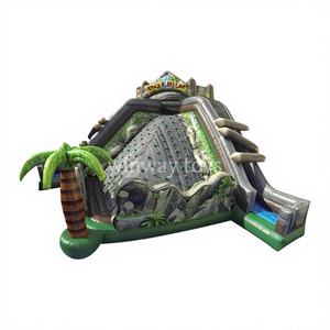 Parcours d'obstacles gonflable Rocky Island avec logo personnalisé imprimé sur matériau PVC 32x32x22 pieds, couleur personnalisée pour un jeu amusant et actif - Product Image 1