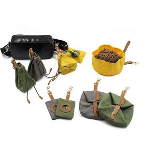 Juego de Platos Portátiles para Perros, Bolsas para Comida de Perro, Bolsas para Excrementos de Perro, Bolsa de Almacenamiento Reutilizable de Lona Encerada para Comida, Golosinas y Agua para Mascotas, Uso en Exteriores - Product Image 4