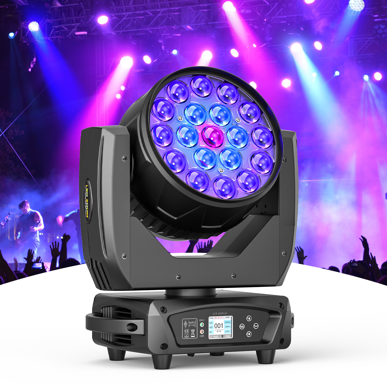 19X10W DMX Controlled Moving Head Light for DJ, Disco, Nightclub 