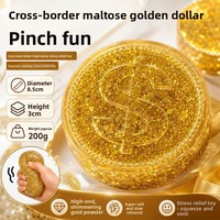 Squishy en PU en forme de maltose, motif dollar en poudre dorée, à rebond lent, anti-stress, pour la relaxation et la décompression, design attrayant, pour l'international