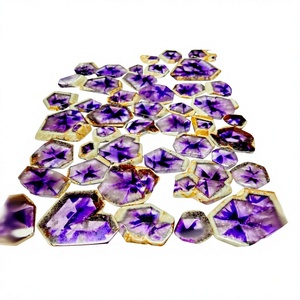 Rebanada de amatista Natural de alta calidad, cabujón de piedras preciosas sueltas, marca FAIJAN GEMS, 1 pieza, MOQ, certificado por terceros, la mejor venta al por mayor - Product Image 1