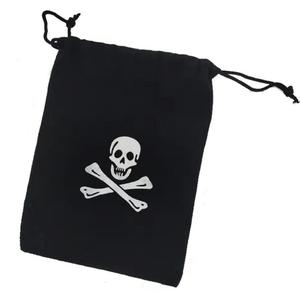 Sacchetti con Coulisse a Tema Pirata, Piccole Borse in Velluto per Gioielli e Monete, Sacchetti Regalo Pirata per Feste a Tema Capitano, Neri - Product Image 5
