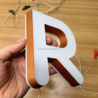 Huruf mini akrilik, huruf LED 3D bercahaya depan dan belakang, papan nama toko, kustomisasi LOGO